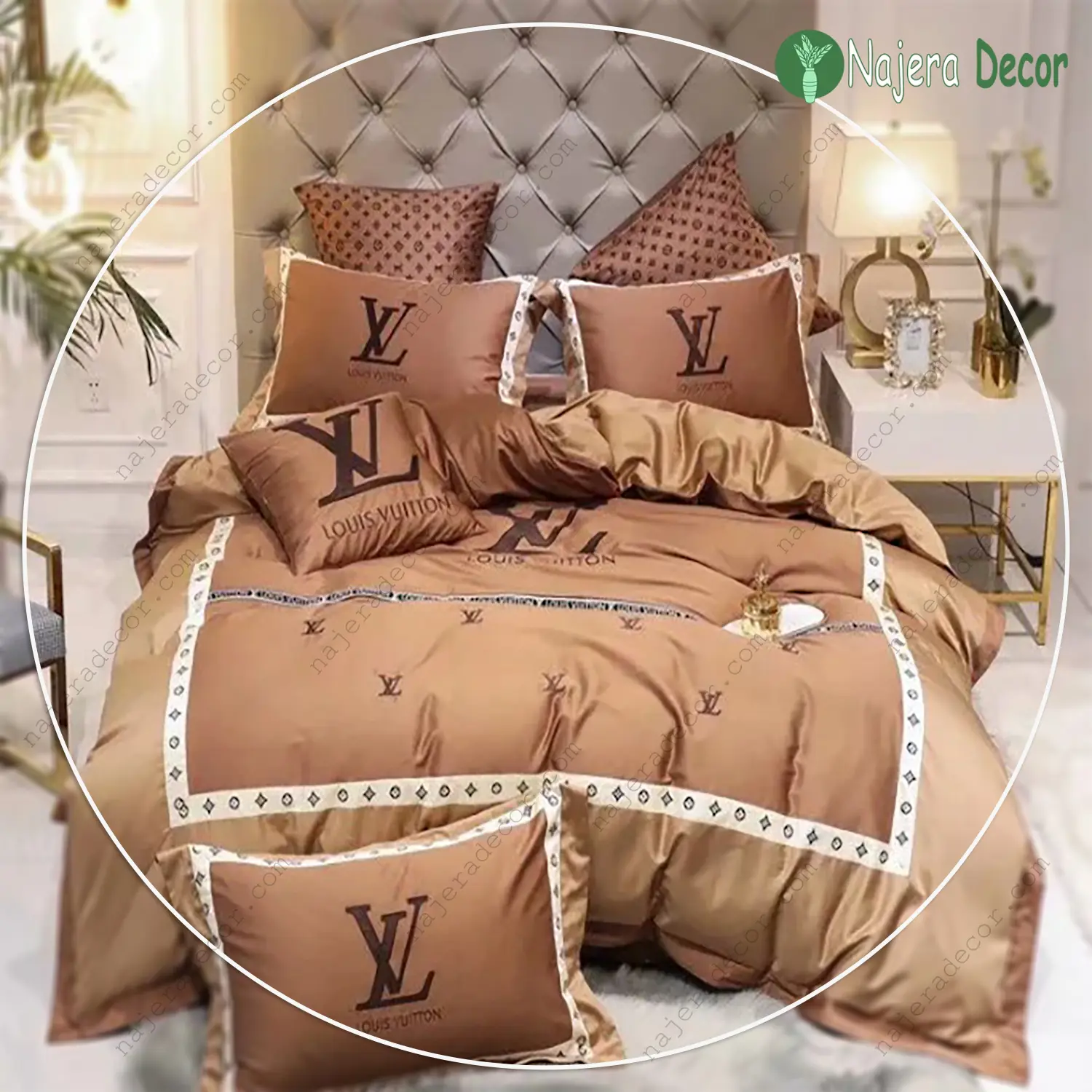 Louis vuitton amazing logo brand bedding set bedspread duvet cover set